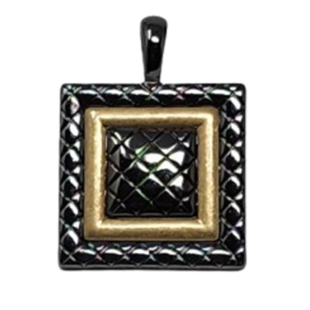 Lia Sophia "Stitch" Necklace Pendant Slide - Square, Gun Metal Black, Gold